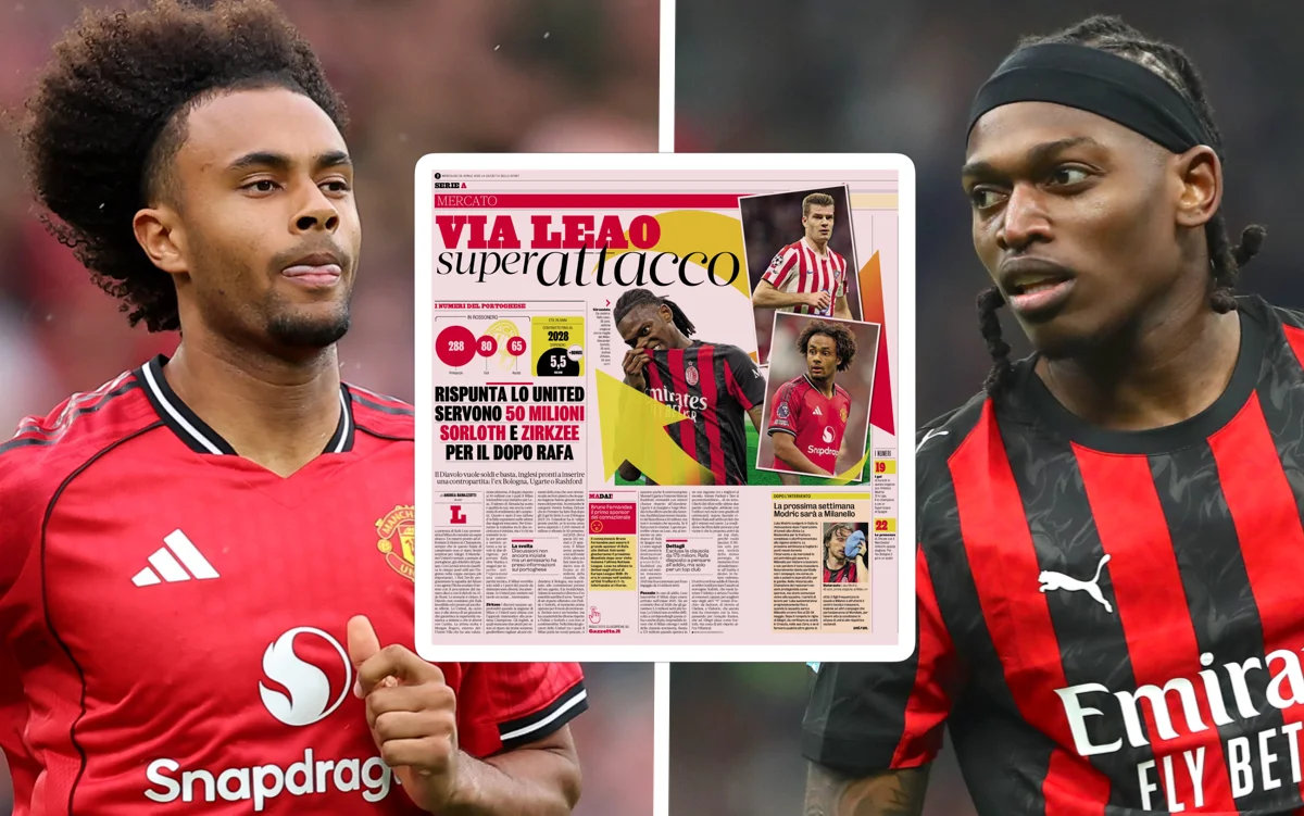 Joshua Zirkzee of Manchester United rafael leao